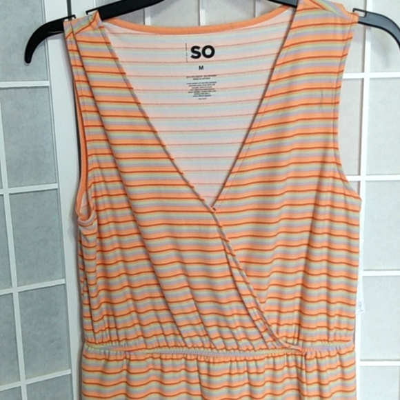 SO Faux-Wrap Knit Romper – Orange Stripe – Women M – NWT - Picture 5 of 13